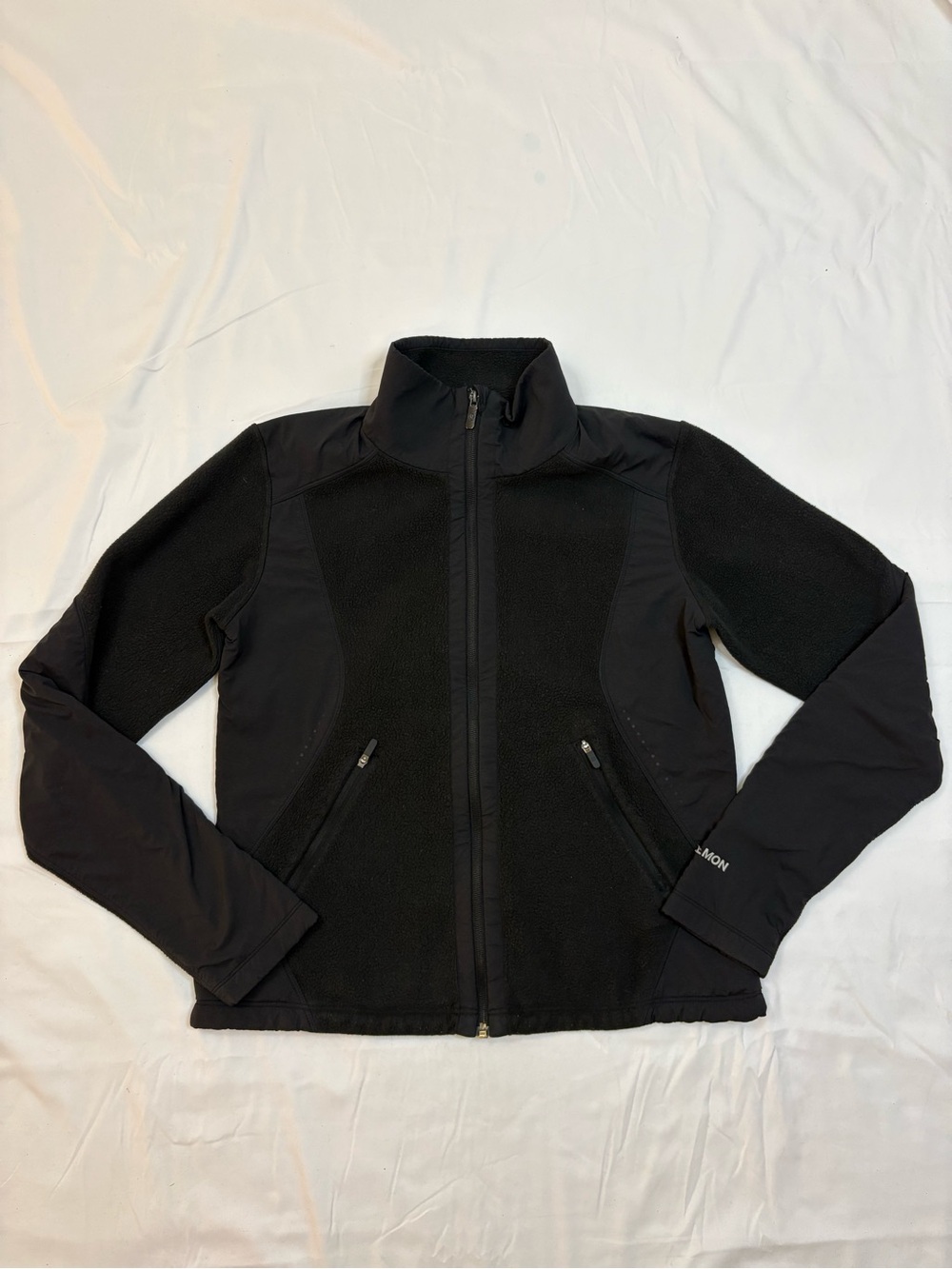 Lululemon Fleece-Lined Running Jacket Women’s Size 4 Black Full Zip Panel Vent